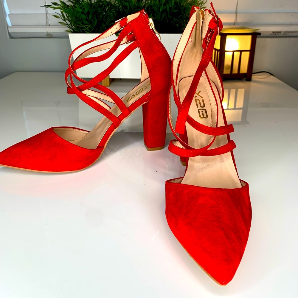 Candy apple red platform heels